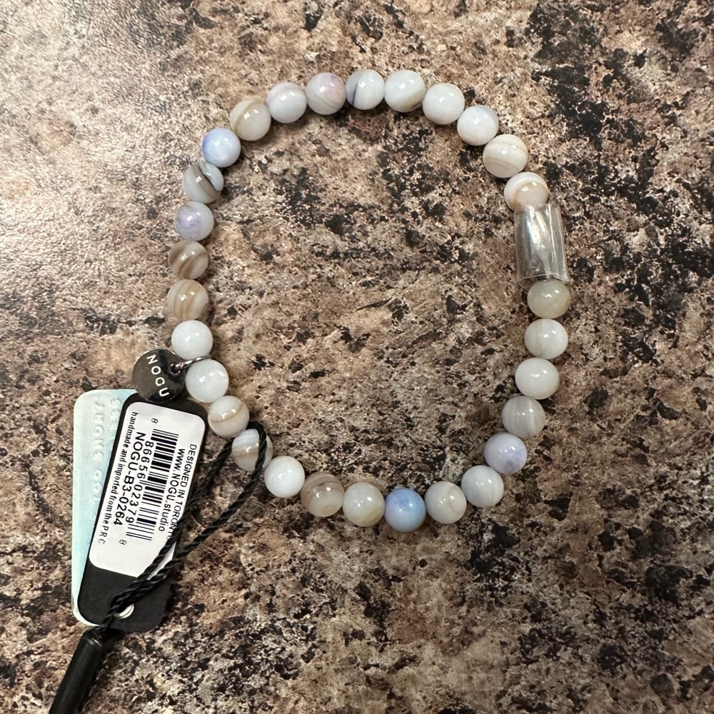 BRAND NEW NOGU White and Gray Beaded Bracelet